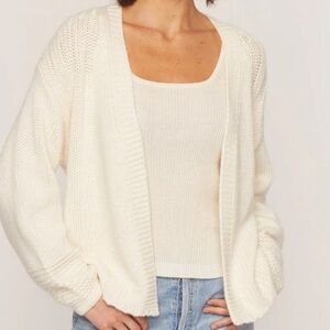 NWT THE CASHMERE PROJECT  100% Cashmere Chunky Open Cardigan SMALL Frost White
